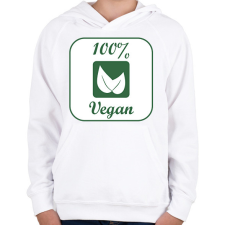 PRINTFASHION Vegán logó - Gyerek kapucnis pulóver - Fehér gyerek pulóver, kardigán