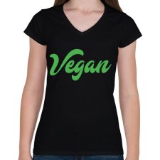 PRINTFASHION vegan - Női V-nyakú póló - Fekete női póló