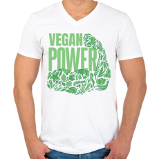 PRINTFASHION Vegan power - Férfi V-nyakú póló - Fehér