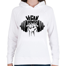 PRINTFASHION Vegan Power - Női kapucnis pulóver - Fehér női pulóver, kardigán