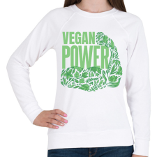 PRINTFASHION Vegan power - Női pulóver - Fehér női pulóver, kardigán