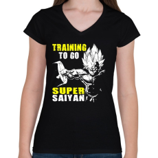 PRINTFASHION Vegeta SS final - Női V-nyakú póló - Fekete