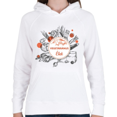 PRINTFASHION Vegetáriánus élet - Női kapucnis pulóver - Fehér
