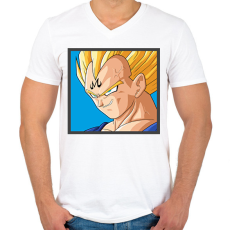 PRINTFASHION Vegita - Férfi V-nyakú póló - Fehér