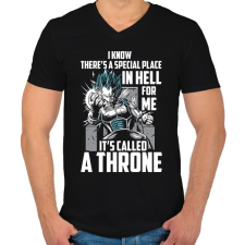 PRINTFASHION Vegita Trón - Férfi V-nyakú póló - Fekete férfi póló