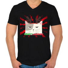 PRINTFASHION VÉGRE KARÁCSONY - Férfi V-nyakú póló - Fekete férfi póló