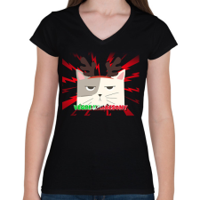 PRINTFASHION VÉGRE KARÁCSONY - Női V-nyakú póló - Fekete női póló