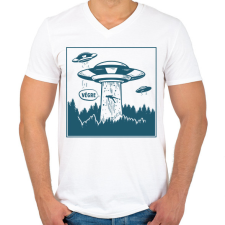 PRINTFASHION Végre - UFO - Férfi V-nyakú póló - Fehér férfi póló