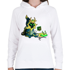 PRINTFASHION Veigar - Női kapucnis pulóver - Fehér női pulóver, kardigán