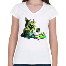 PRINTFASHION Veigar - Női V-nyakú póló - Fehér női póló