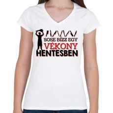 PRINTFASHION Vékony hentes - Női V-nyakú póló - Fehér