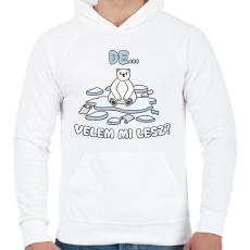 PRINTFASHION Velem mi lesz? - Férfi kapucnis pulóver - Fehér