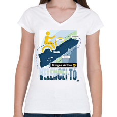 PRINTFASHION Velencei-tó körbetekerés pipa - Női V-nyakú póló - Fehér