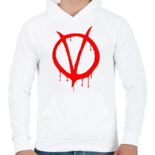 PRINTFASHION Vendetta logo - Férfi kapucnis pulóver - Fehér férfi pulóver, kardigán