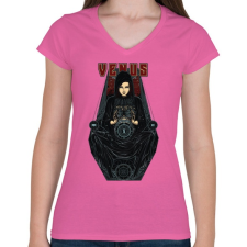 PRINTFASHION Vénusz - Női V-nyakú póló - Rózsaszín női póló