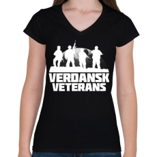 PRINTFASHION Verdansk Veterans - Női V-nyakú póló - Fekete