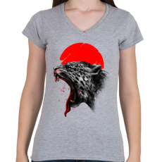 PRINTFASHION Vérfürdő - Női V-nyakú póló - Sport szürke