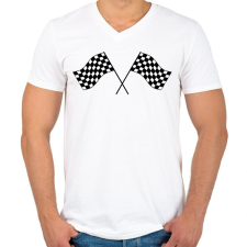 PRINTFASHION Verseny - Férfi V-nyakú póló - Fehér férfi póló