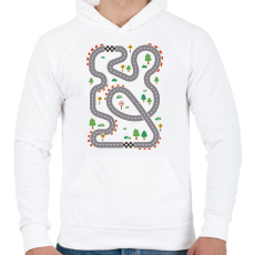 PRINTFASHION Versenypálya - Férfi kapucnis pulóver - Fehér
