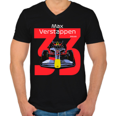PRINTFASHION Verstappen 33 autóversenyző - fehér felirat - Férfi V-nyakú póló - Fekete