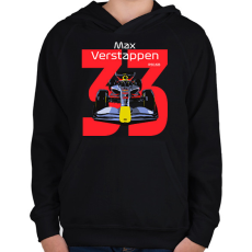 PRINTFASHION Verstappen 33 autóversenyző - fehér felirat - Gyerek kapucnis pulóver - Fekete