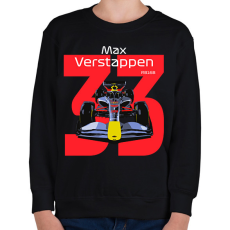 PRINTFASHION Verstappen 33 autóversenyző - fehér felirat - Gyerek pulóver - Fekete