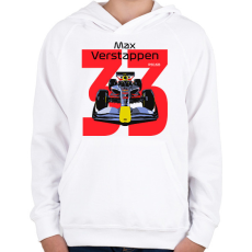 PRINTFASHION Verstappen 33 autóversenyző - fekete felirat - Gyerek kapucnis pulóver - Fehér