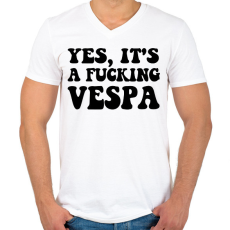 PRINTFASHION Vespa - Férfi V-nyakú póló - Fehér