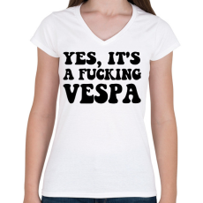 PRINTFASHION Vespa - Női V-nyakú póló - Fehér