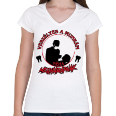 PRINTFASHION Veszélyes a munkám - Női V-nyakú póló - Fehér