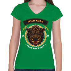 PRINTFASHION Veszélyes...  - Női V-nyakú póló - Zöld