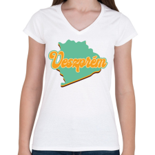 PRINTFASHION Veszprém - Női V-nyakú póló - Fehér női póló