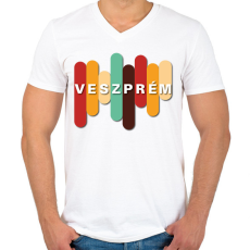 PRINTFASHION Veszprém - Színes - Férfi V-nyakú póló - Fehér