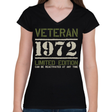 PRINTFASHION Veteran_1972 - Női V-nyakú póló - Fekete