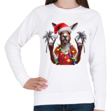 PRINTFASHION Vicces ausztrál karácsonyi rocker party kenguru - Mikulás ruhában - Női pulóver - Fehér női pulóver, kardigán