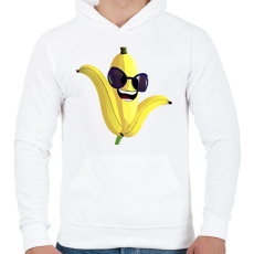 PRINTFASHION Vicces banán napszemüvegben - Férfi kapucnis pulóver - Fehér