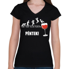 PRINTFASHION Vicces boros hét - Női V-nyakú póló - Fekete női póló