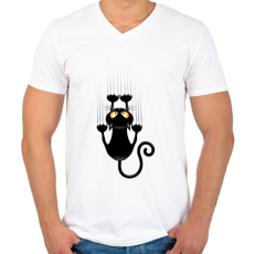 PRINTFASHION Vicces cicás póló - Férfi V-nyakú póló - Fehér