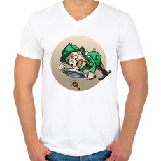 PRINTFASHION Vicces detektív póló minta - Férfi V-nyakú póló - Fehér
