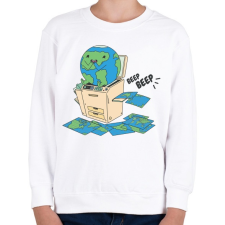 PRINTFASHION Vicces Föld bolygó - Gyerek pulóver - Fehér gyerek pulóver, kardigán