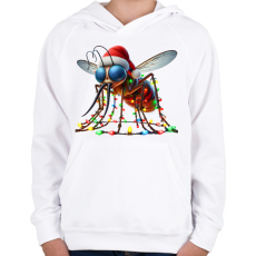 PRINTFASHION Vicces gonosz karácsonyi szúnyog - izzósorral - Gyerek kapucnis pulóver - Fehér