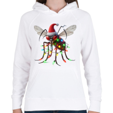 PRINTFASHION Vicces gonosz karácsonyi szúnyog - izzósorral - Női kapucnis pulóver - Fehér