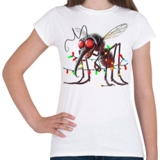 PRINTFASHION Vicces gonosz karácsonyi szúnyog - izzósorral - Női póló - Fehér