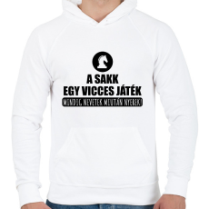 PRINTFASHION Vicces játék a sakk - Férfi kapucnis pulóver - Fehér