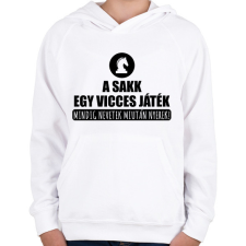 PRINTFASHION Vicces játék a sakk - Gyerek kapucnis pulóver - Fehér gyerek pulóver, kardigán