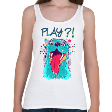 PRINTFASHION Vicces, játékos kutyás póló - Női atléta - Fehér női trikó