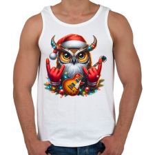 PRINTFASHION Vicces karácsonyi gitáros rocker party bagoly - Férfi atléta - Fehér atléta, trikó