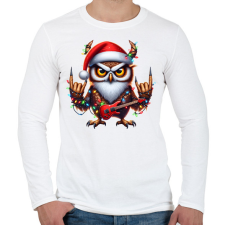 PRINTFASHION Vicces karácsonyi gitáros rocker party bagoly - Férfi hosszú ujjú póló - Fehér férfi póló