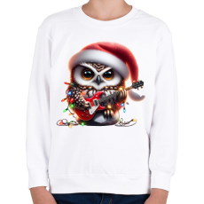 PRINTFASHION Vicces karácsonyi gitáros rocker party bagoly - Gyerek pulóver - Fehér