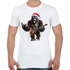 PRINTFASHION Vicces karácsonyi gitáros rocker party gorilla - Férfi póló - Fehér férfi póló